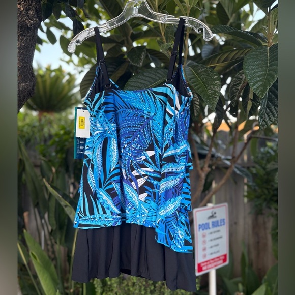 Longitude Long Torso Ruffle Faux Skirtini Size 12 - Picture 7 of 11